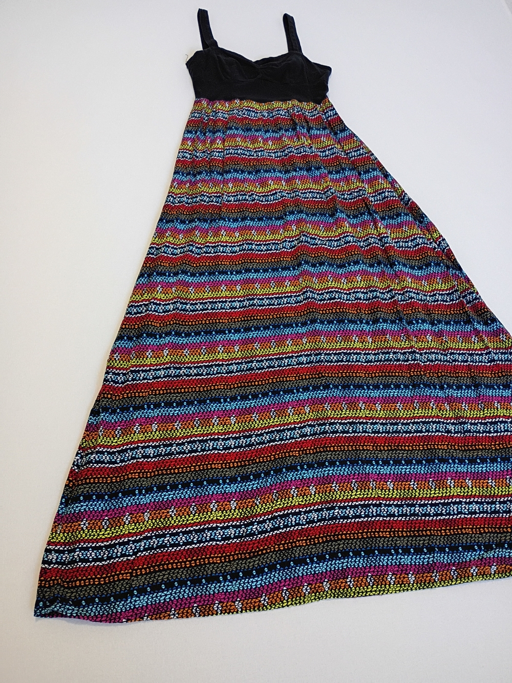 Mudd Y2K Sweetheart Smocked Asymmetrical Tank Maxi Dress Size M Multicolor